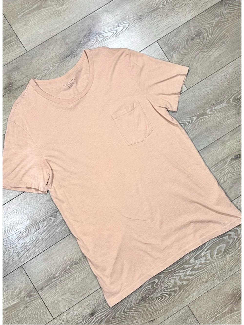 All Saints Gage Short Sleeve Crew Pocket Tee Distressed Regular Fit